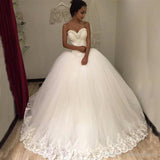 Sleeveless Tulle Long Ball Gown Wedding Dress with Lace Appliques HZ0509