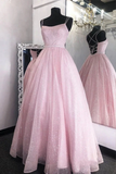 Pink Tulle Sequin Long Cross Back Prom Dresses Evening Dress HZ0509