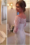 Satin V-Neck 3/4 Sleeves Buttons Mermaid Wedding Dress With Lace HZ0509