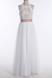Jewel Sleeveless Floor-Length Wedding Dresses,Lace Top White Wedding Gown HZ0509