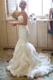 Mermaid Sweetheart Court Train Ruffle Organza Wedding Dresses HZ0509