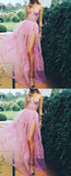 Pink Sweetheart Side Split Lace Appliques Pretty Long Prom Party Dress HZ0509