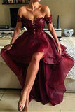 High Low Sexy Off the Shoulder A-line Asymmetrical Prom Dress HZ0509