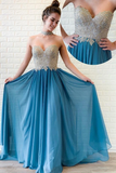 Elegant Sweetheart A-Line Chiffon Long Prom Dresses,Cheap Evening Dress HZ0509