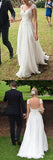 Ivory Cap Sleeves Lace Top Backless Chiffon A Line Beach Wedding Dresses HZ0509