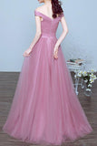 Off the Shoulder A-line Long Prom/Evening Dresses 2025 for Graduation HZ0509