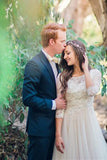 A-line Lace Tulle Wedding Dresses,Scoop Neck 3/4 Sleeve Long Bridal Gowns 2025 HZ0509