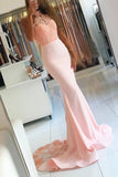 Backless Mermaid Satin Prom Dress with Train,Long Open Back Evening Dress HZ0509