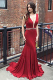 Deep V Neck Mermaid Evening Prom Dresses, Long Sexy Party Prom Dress HZ0509