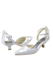 Strap Pointed Toe Handmade White Prom Shoes With Flower HZ0509