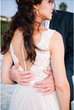 Beach Coast Wedding Dresses,Lace A Line Tulle Bridal Dresses For Beach Wedding HZ0509