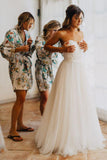 Sweetheart White Wedding Dress with Lace,Casual A Line Wedding Dresses HZ0509