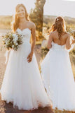 Sweetheart White Wedding Dress with Lace,Casual A Line Wedding Dresses HZ0509