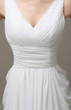 White Open Back Chiffon Long Simple Plus Size Beach Wedding Dresses HZ0509