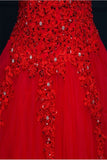Red Modest Lace Long Puffy Short Sleeves Wedding Dresses HZ0509