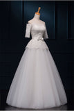 Elegant Big Puffy Lace Wedding Dresses With Sleeves HZ0509