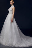 Beautiful Handmade Long Lace Beading Wedding Dresses HZ0509