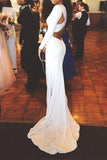 Sleeves White Mermaid Long Simple High Quality Cheap Prom Dresses HZ0509