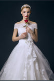 Neck Long Ball Gown Big Wedding Dresses With Flower HZ0509