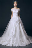 Neck Long Ball Gown Big Wedding Dresses With Flower HZ0509