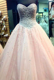 Sweetheart Beading Ball Gown Handmade Lace Up Prom Dresses HZ0509