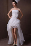 Front Long Back Elegant Strapless Beach Wedding Dresses HZ0509