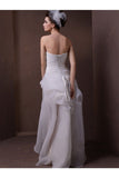 Front Long Back Elegant Strapless Beach Wedding Dresses HZ0509