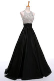 Open Back Beading Long A-line Satin Cheap Prom Dresses HZ0509