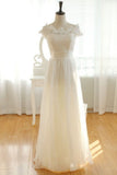 Elegant Long Chiffon Ivory Lace Wedding Dresses HZ0509