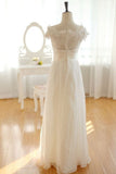 Elegant Long Chiffon Ivory Lace Wedding Dresses HZ0509