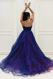 Front Long Back Halter Beading Open Back Prom Dresses HZ0509