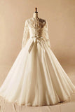 Long Sleeves Ball Gown Big Lace Wedding Dresses HZ0509