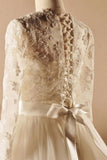 Long Sleeves Ball Gown Big Lace Wedding Dresses HZ0509