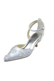 Strap Pointed Toe Handmade White Prom Shoes With Flower HZ0509