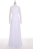 White Chiffon Deep V-neck Long Wedding Dresses HZ0509