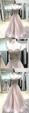 Line Long Spaghetti Straps Sweetheart Beading Tulle Prom Dress HZ0509
