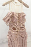 A-Line Short Sleeves Asymmetry Pink Lace Prom Dress HZ0509
