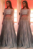 Pieces Handmade 3/4 Sleeves Boat Neckline Beading Prom Dresses HZ0509