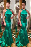 Simple Cheap Green Long Open Back Mermaid Prom Dresses HZ0509