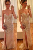 Beautiful Long Front Split Sweetheart Handmade Backless Prom Dresses HZ0509