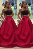 And Black Beading Two Pieces Handmade A-line Long Prom Dress HZ0509