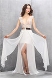 A-line Handmade See Through Long Chiffon Prom Dresses HZ0509