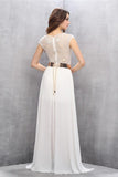 A-line Handmade See Through Long Chiffon Prom Dresses HZ0509
