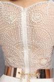 A-line Handmade See Through Long Chiffon Prom Dresses HZ0509