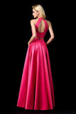 Piece Halter Sleeveless Open Back A Line Long Prom Dresses,Evening Dresses HZ0509