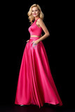 Piece Halter Sleeveless Open Back A Line Long Prom Dresses,Evening Dresses HZ0509