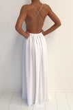 V-neck Spaghetti Strap Chiffon Long V Neck Prom Dress With Front Split HZ0509