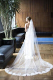 Lace Partial Applique Long Veil for Wedding HZ0509