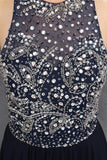 Black Chiffon Beading Charming Long Prom Dresses HZ0509