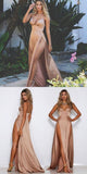 Line Spaghetti Straps Sexy Slit Prom Dresses. Cheap Long Evening Dress HZ0509